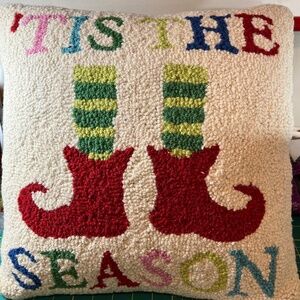 Holiday Punch-Needle Pillow NWT